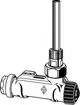 Ventil von IMI Hydronic Engineering in Eckform mit Tauchrohr. Das Produkt zeigt eine Verbindung mit Gewinde und einer einseitigen Anschlussfläche.